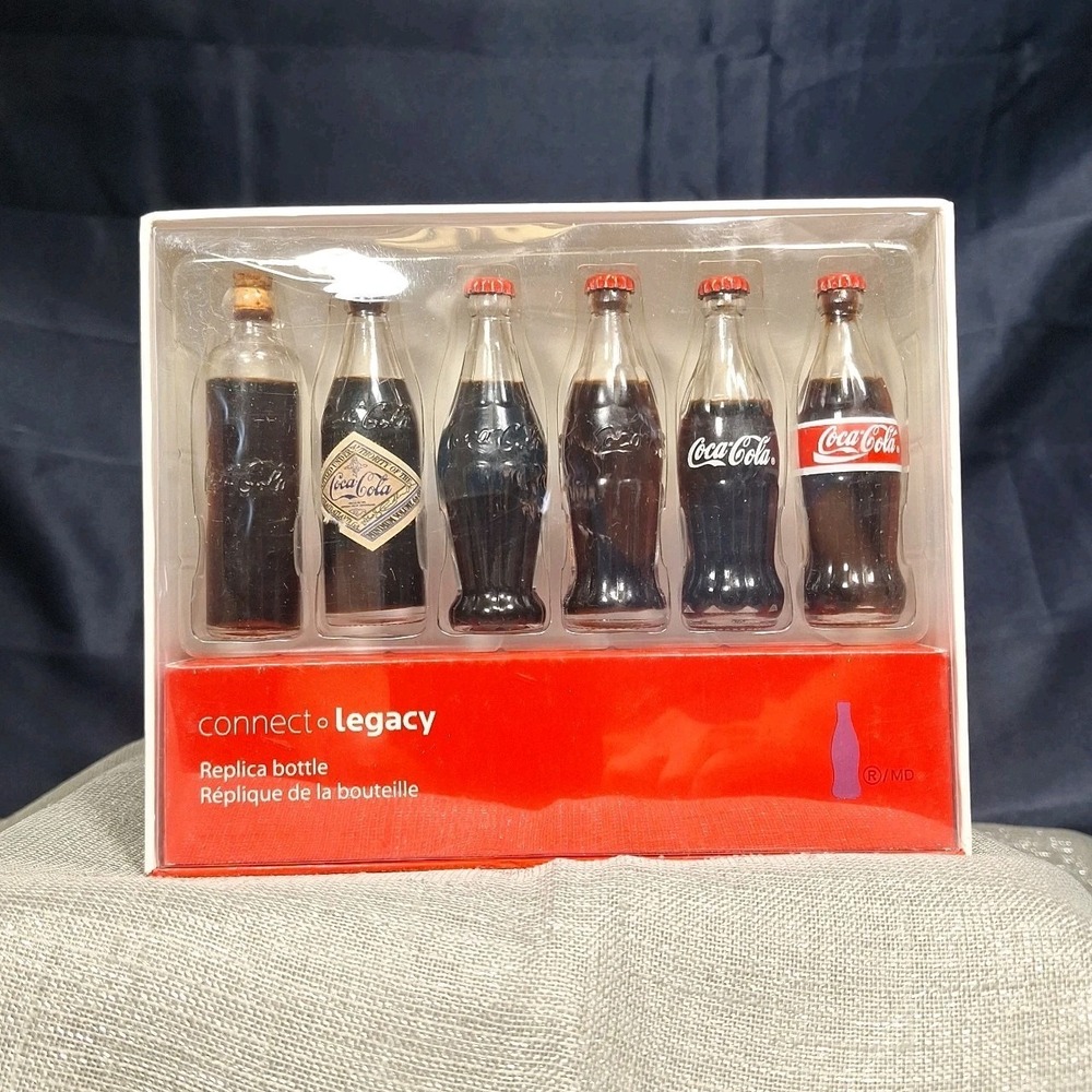 Coca-Cola Evolution of the Contour Bottle Miniature Set 1899-1986 In Display Box